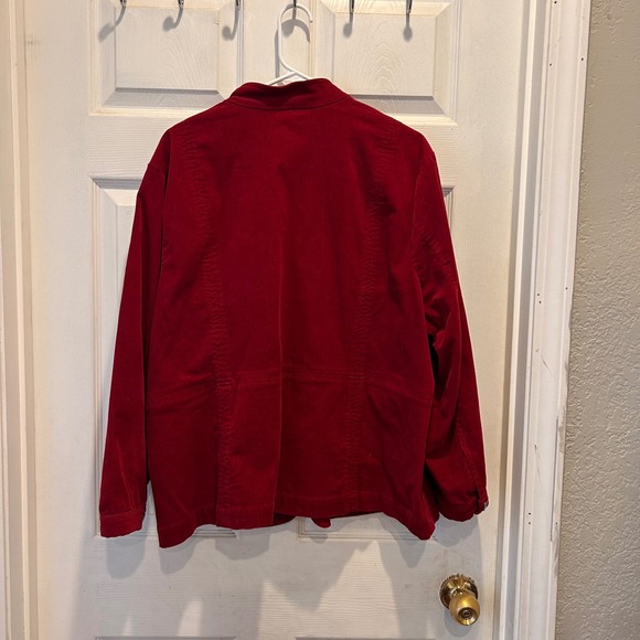 CJ Banks Womens Maroon Fine Corduroy Button Front Jacket Plus Size 2X Stretch - Picture 7 of 8